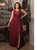 Maxi Dress with Lace Top and Tulle Bottom - Marsala