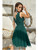 Plunge Neckline Dress with Tulle Bottom - Bottle Green