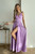 Plunge Neckline Satin Maxi Dress - Lavender