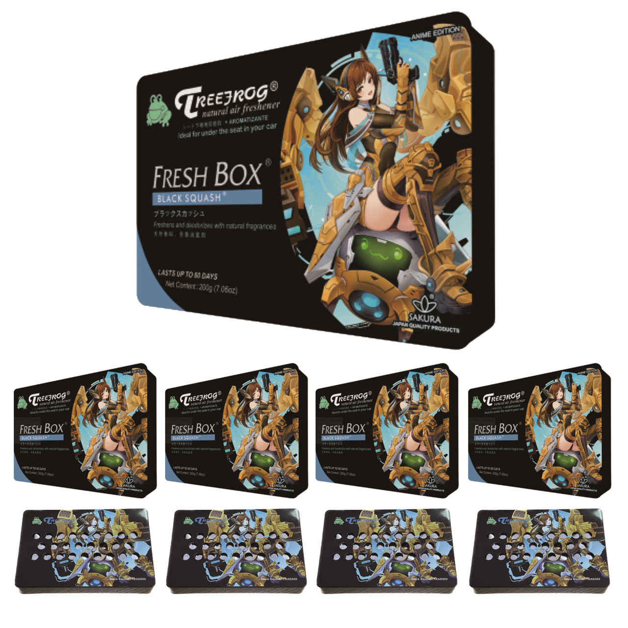 TreeFrog Fresh Box Black Squash Scent Anime Edition 4-Pack