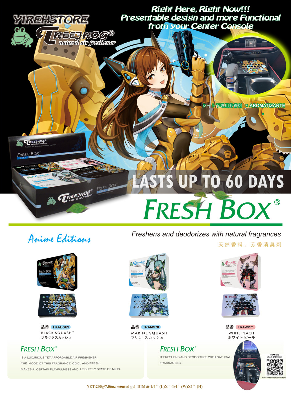 TreeFrog Fresh Box Black Squash Scent Anime Edition 4-Pack