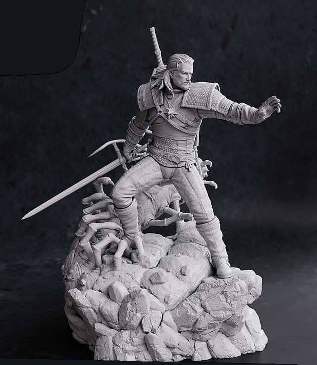 Geralt The Witcher Statue - STL File 3D Print