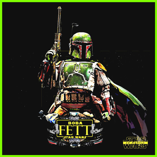 Boba Fett Star Wars Bust - STL File 3D Print - maco3d