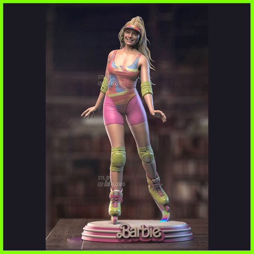 Barbie in Rollerblade Statue - STL File 3D Print - maco3d
