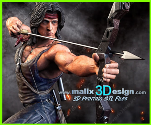 Rambo Sylvester Stallone - STL File for 3D Print - maco3d