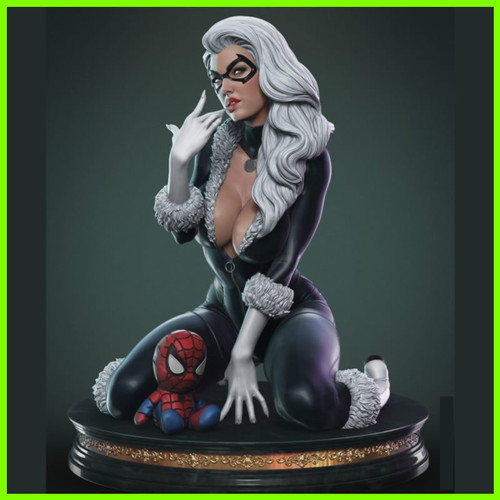 Black Cat Sexy Girl - STL File for 3D Print - maco3d