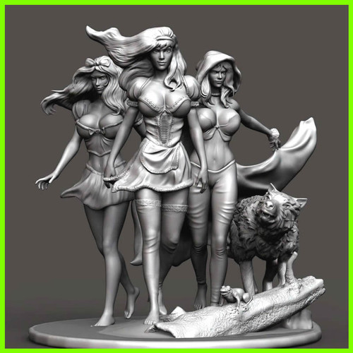 Trio Princesses Statue - STL File for 3D Print - maco3d
