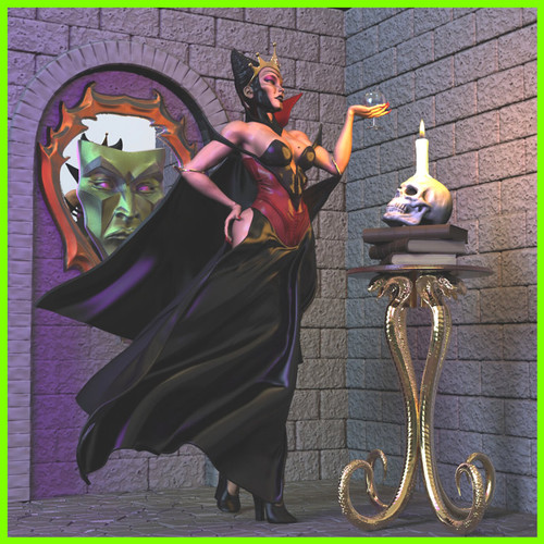 Sexy Evil Queen Diorama - STL File for 3D Print - maco3d