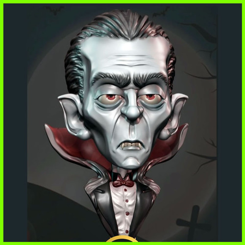 Dracula Vampire Funny Bust - STL File for 3D Print - maco3d