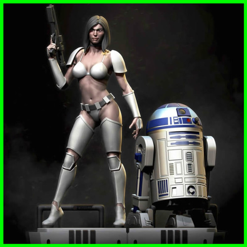 Female Stromtrooper & R2D2 Star Wars - STL File for 3D Print - maco3d