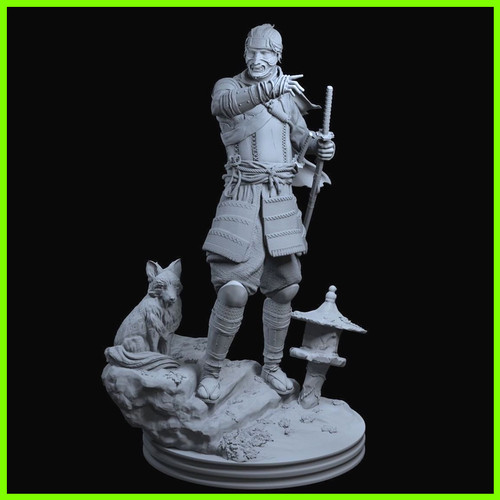 Ghost of Tsushima Statue - STL File for 3D Print - maco3d