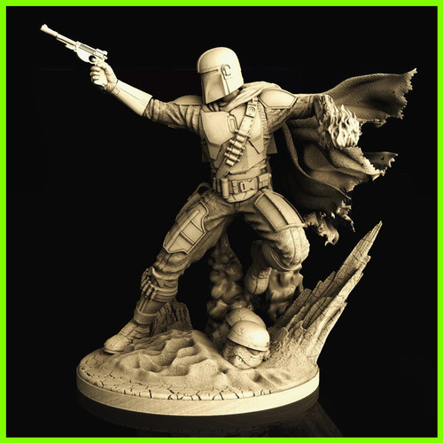 The Mandalorian Star Wars Statue - STL File for 3D Print - maco3d