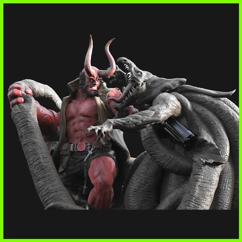 Hellboy Diorama - STL File for 3D Print - maco3d