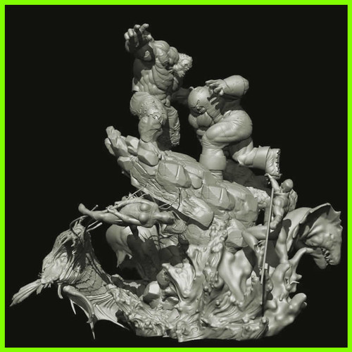 Namor Diorama - STL File for 3D Print - maco3d