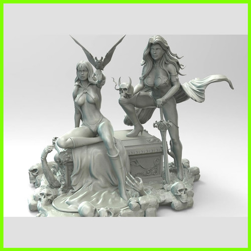 Lady Death and Vampirella - STL File for 3D Print - maco3d