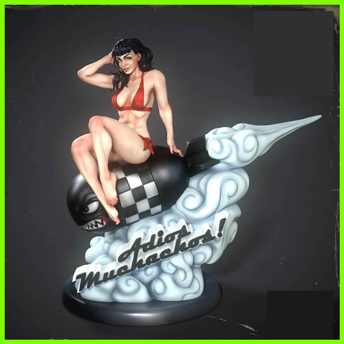 Pinup Girl Statue - STL File for 3D Print - maco3d
