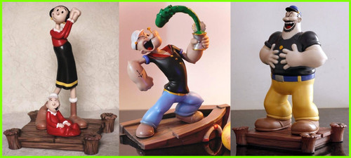 Popeye Olive and Bluto - STL File for 3D Print - maco3d