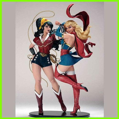 Wonder Woman and Supergirl Statue - STL File for 3D Print - maco3d