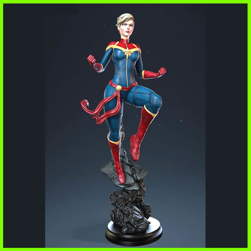 Captain Marvel Statue Sentinel Diorama - STL File for 3D Print - maco3d