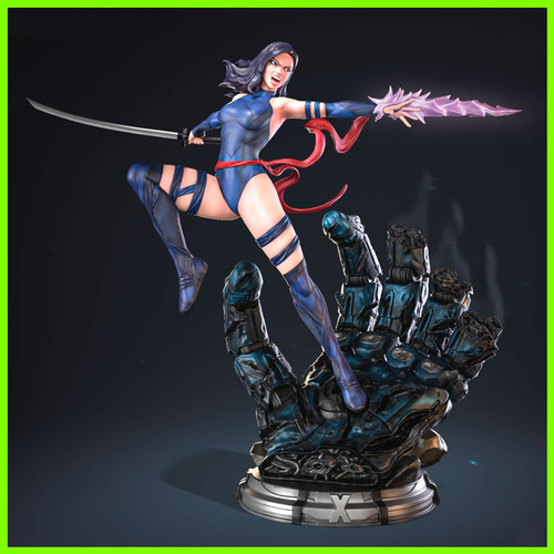 Psylocke Statue Sentinel Diorama - STL File for 3D Print - maco3d