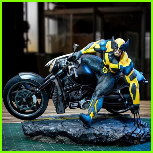 Wolverine on Bike Statue - STL File 3D Print - maco3d