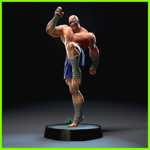 Sagat Street Fighter Statue - STL File 3D Print - maco3d
