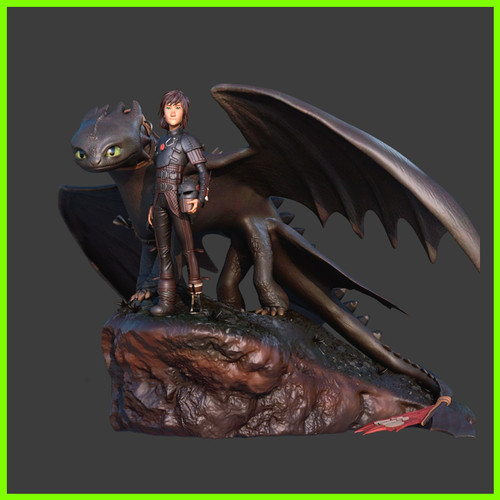 Hiccup and Toothless How to Train Your Dragon Statue - STL File 3D Print - maco3d