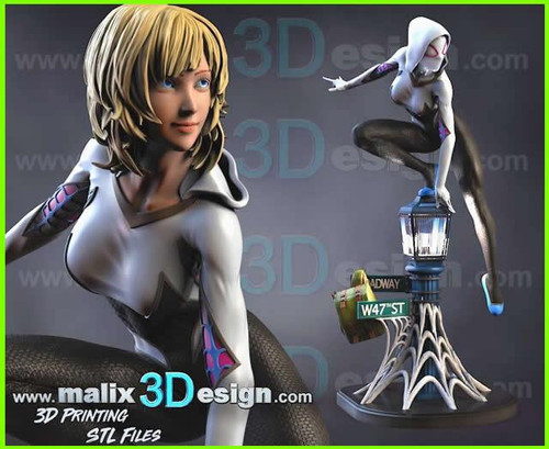 Gwen Stacy Spiderman - STL File for 3D Print - maco3d