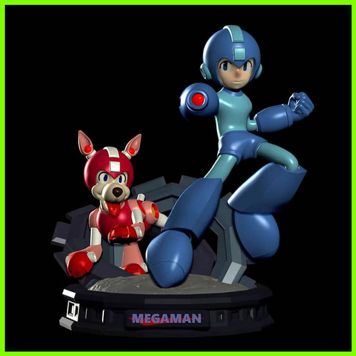 Mega Man and Rush - STL File for 3D Print - maco3d