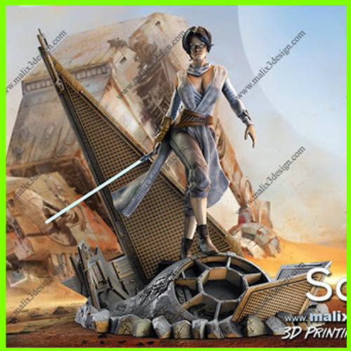 Rey Skywalker Star Wars - STL File for 3D Print - maco3d