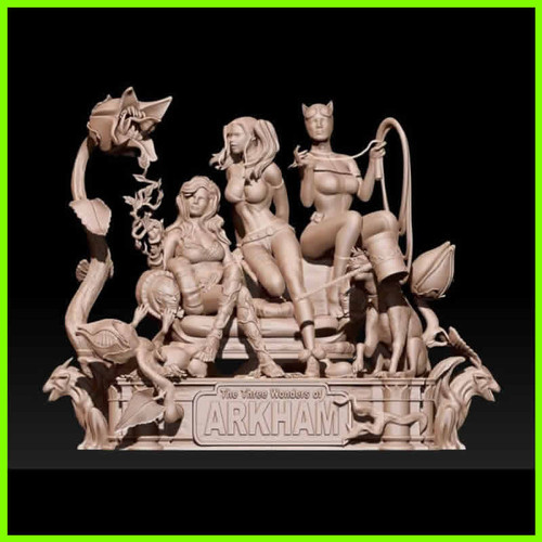 Catwoman Harley Quinn Poison Ivy Diorama - STL File for 3D Print - maco3d