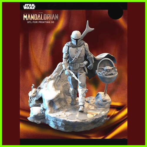 The Mandalorian and Baby Yoda - STL File for 3D Print - maco3d