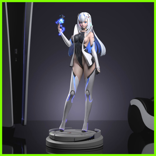 PlayStation PS5 Lady Statue - STL File for 3D Print - maco3d