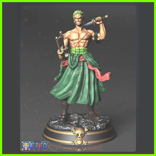 One Piece Roronoa Zoro Statue - STL File for 3D Print - maco3d