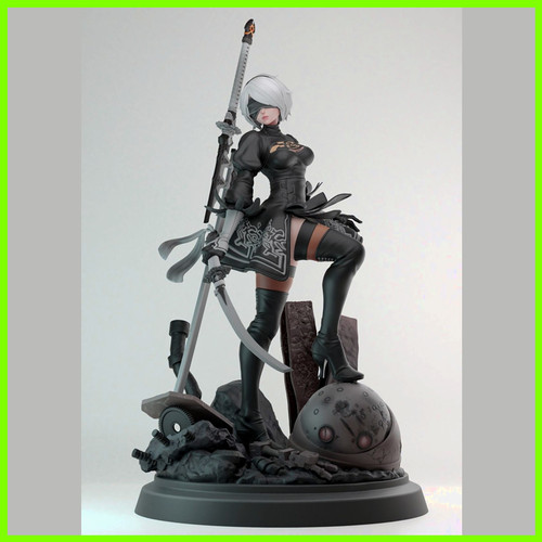 Nier Automata 2B Statue - STL File for 3D Print - maco3d