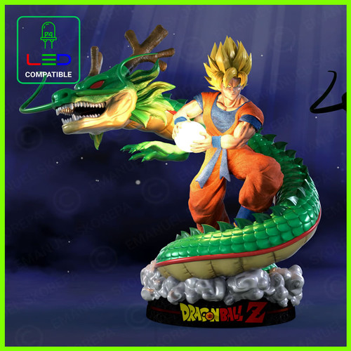 Goku and Shenron Dragon Ball Z Statue - STL File for 3D Print - maco3d