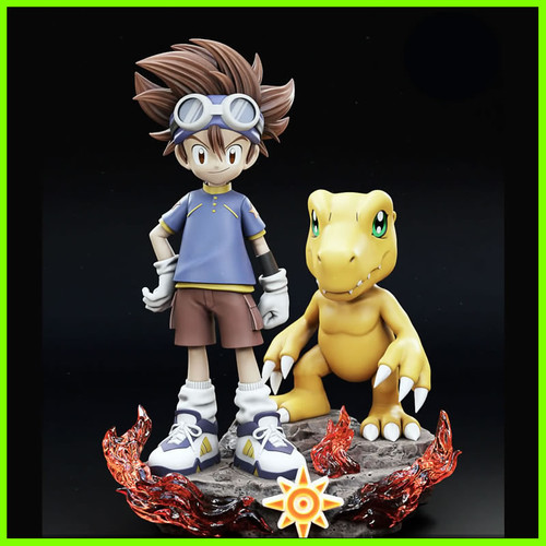 Digimon Tai and Agumon Statue - STL File 3D Print - maco3d