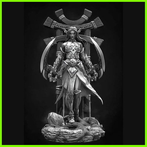 Tyrande Whisperwind World of Warcraft Statue - STL File 3D Print - maco3d