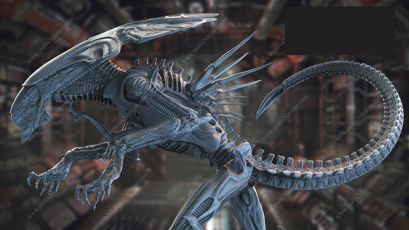 Alien Queen Xenomorph Diorama - STL File for 3D Print