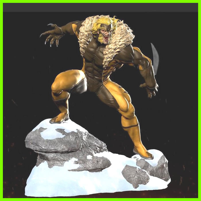 Sabretooth X Men Statue - STL File 3D Print