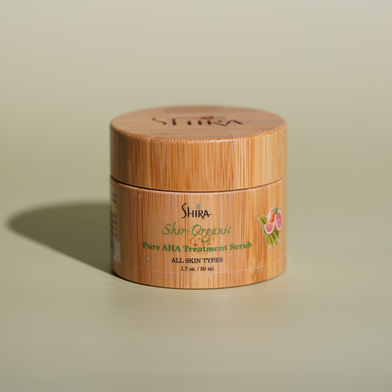Shir-Organic AHA Scrub Retail with Green Background