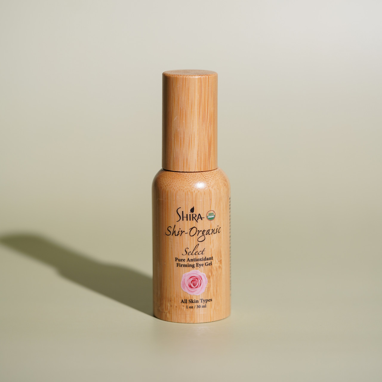 Shir-Organic Select Antioxidant Firming Eye Gel with green background