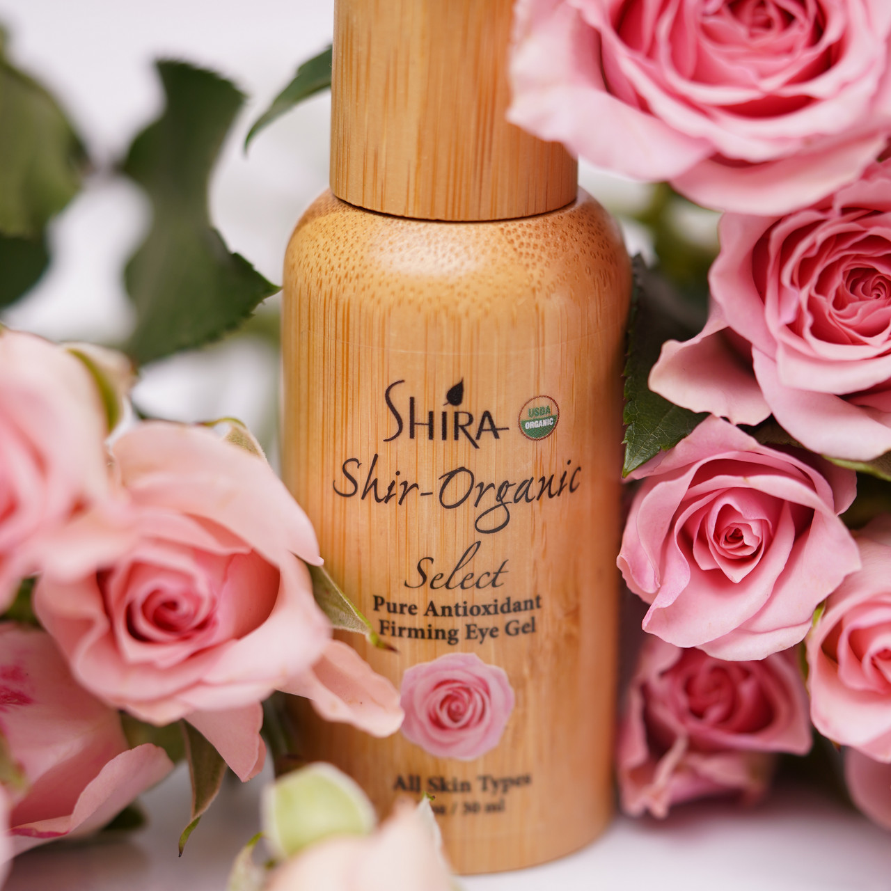 Shir-Organic Select Antioxidant Firming Eye Gel with roses