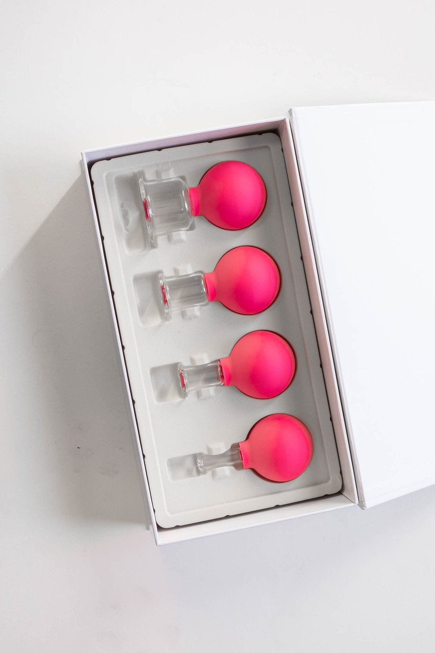 Pink Glass facial Cupping Set in Box