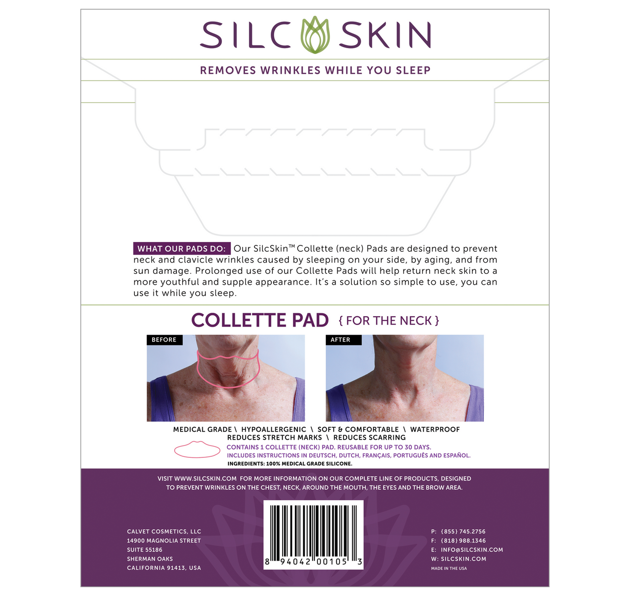 SilcSkin Collette Pad Back Of Package