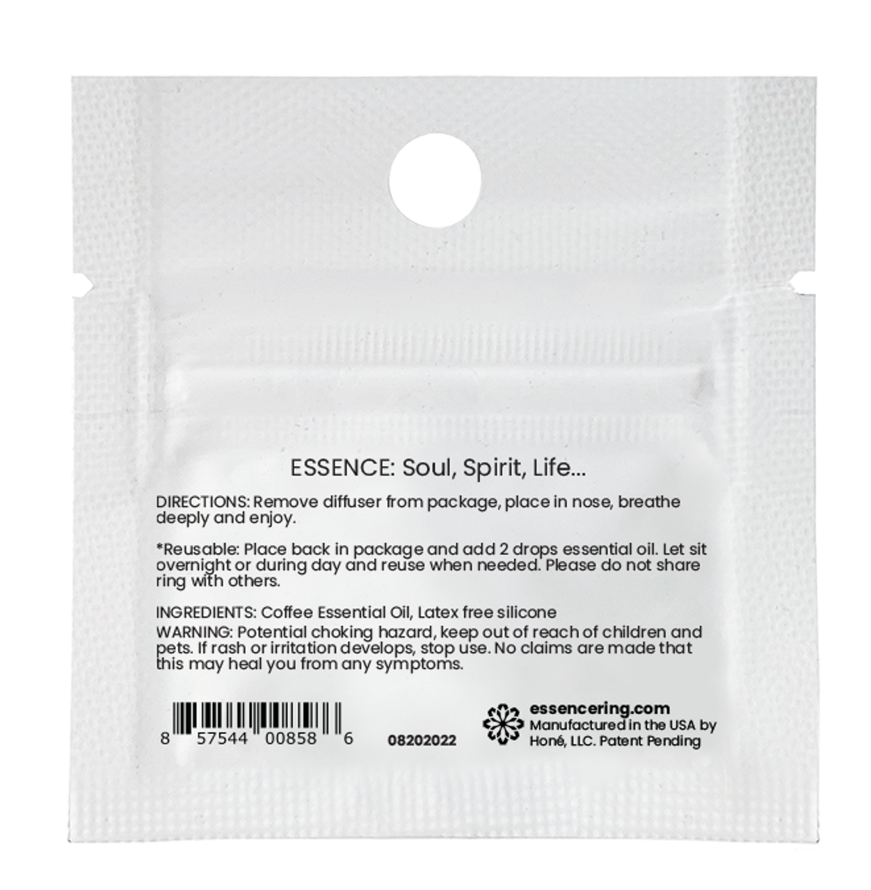 Essence Coffee Scent Essential Oil Wearable Diffuser Back