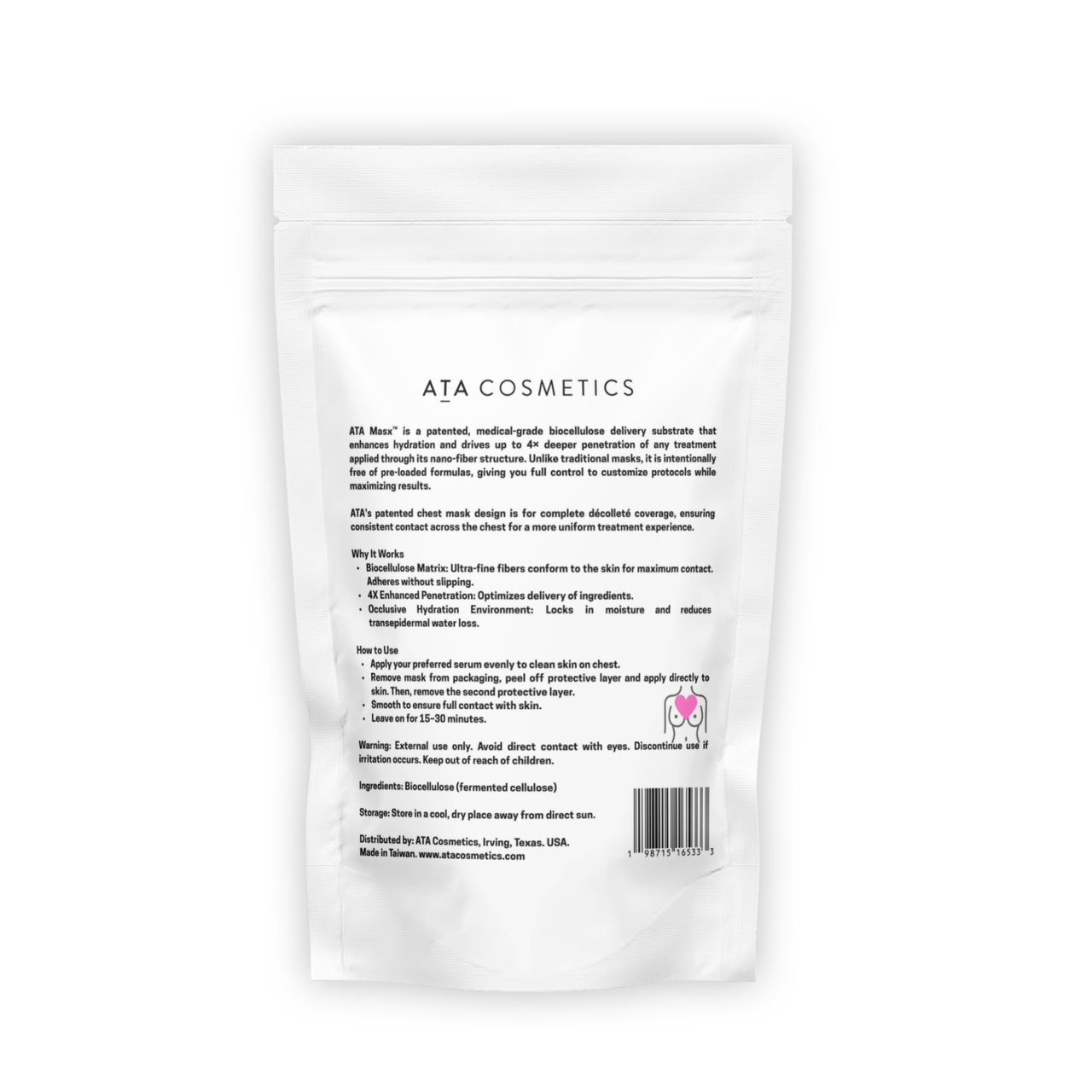 ATA Cosmetics BioCellulose Chest Mask Package Back