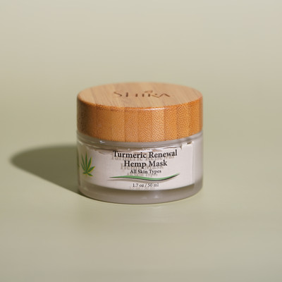 Shira Hemp Turmeric Renewal Mask Green Background