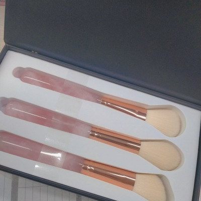 Rose Quartz Gemstone Make Up Brush Set By ZAQ Rose Quartz Gemstone Make Up Brush Set By ZAQ