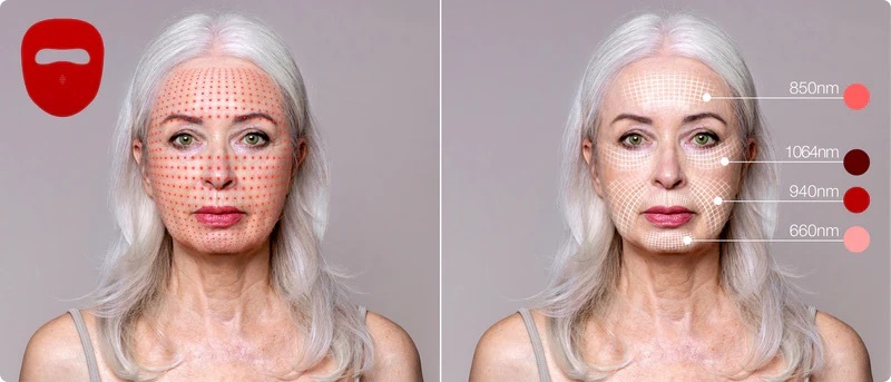 JOVS 4D Laser Light Therapy Mask precision light matrix showing targeted facial treatment zones